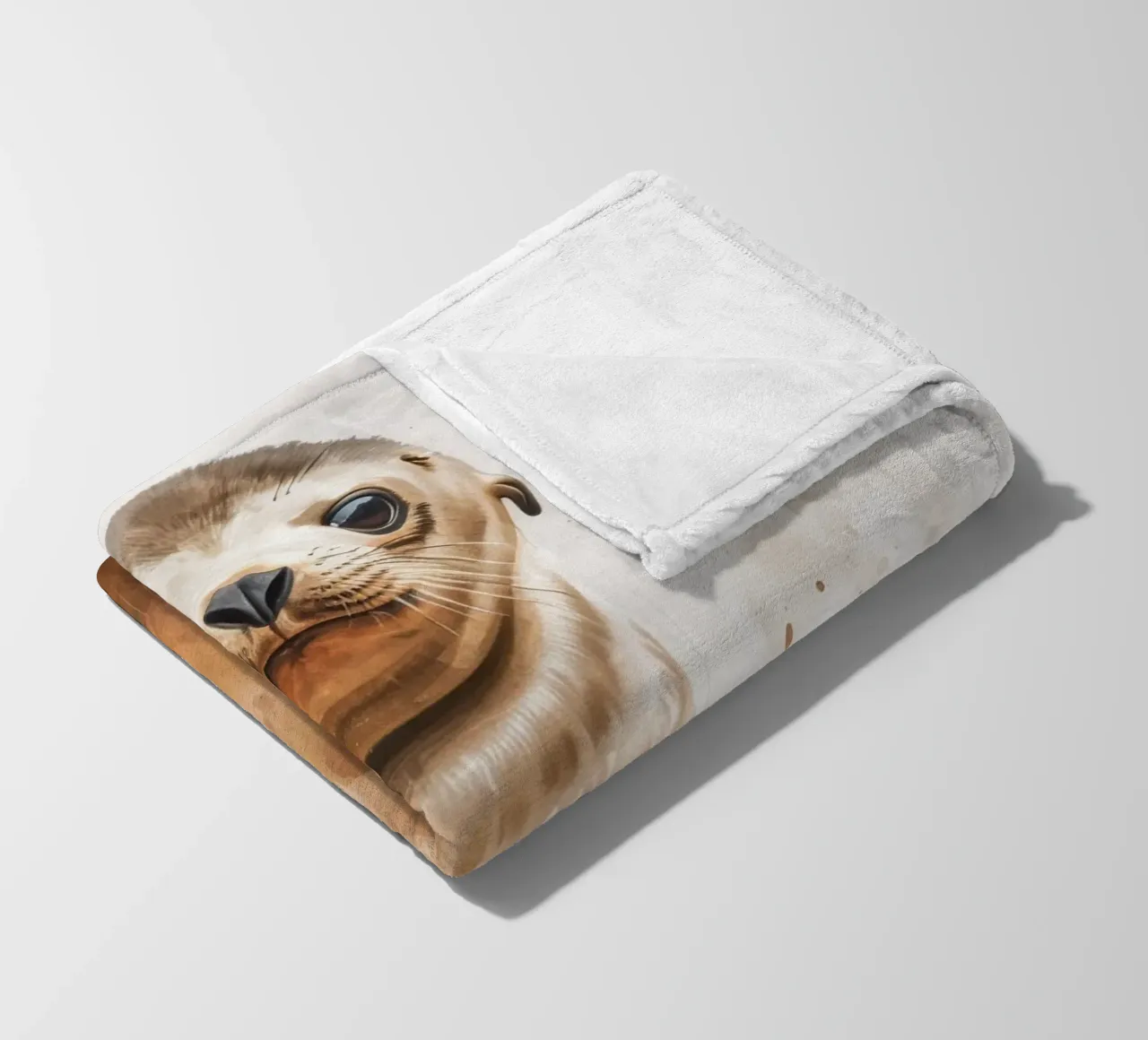Mignon bébé phoque se reposant sur un rivage sablonneux avec une douce aquarelle plaid polaire de DesignDoodle