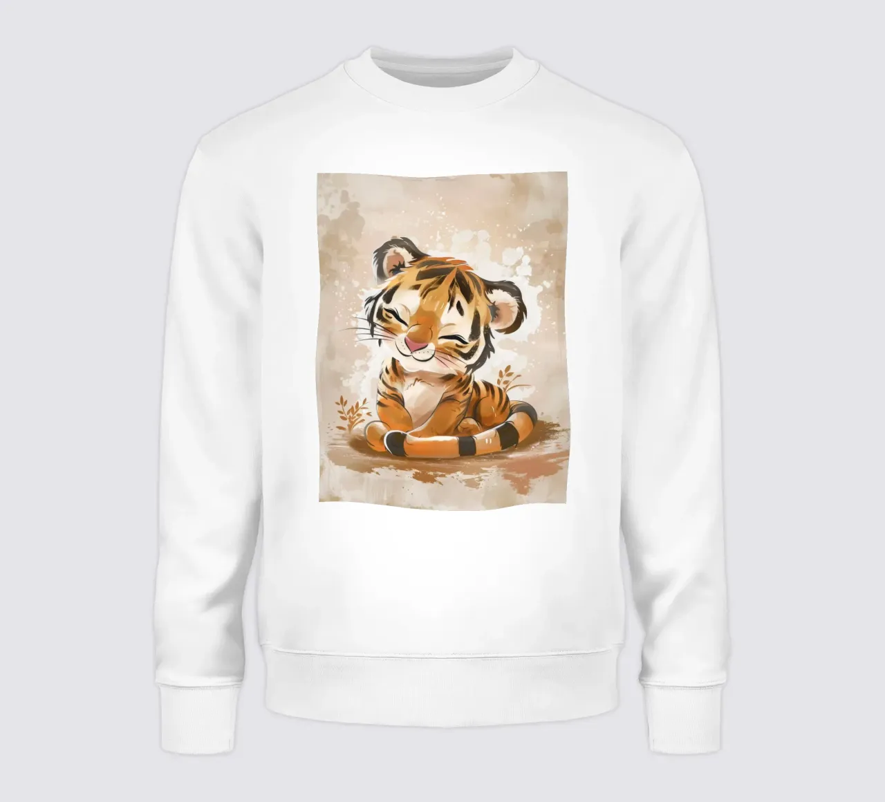 Charming cute tiger cub smiling with playful acts sweatshirt by DesignDoodle