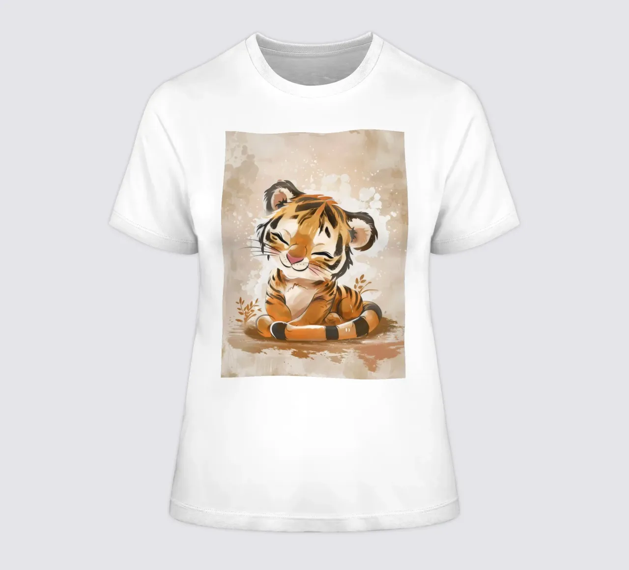 Charming cute tiger cub smiling with playful acts women's fitted t-shirt by DesignDoodle
