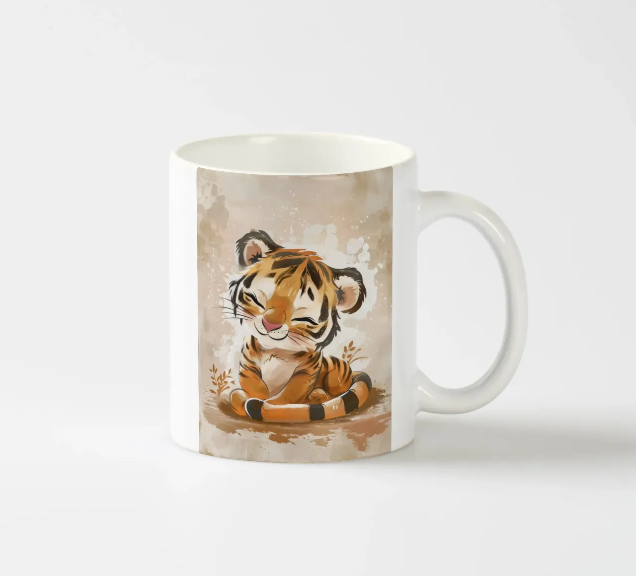 Charmant schattig tijgerjong dat glimlacht met speelse handelingen keramische mok van DesignDoodle