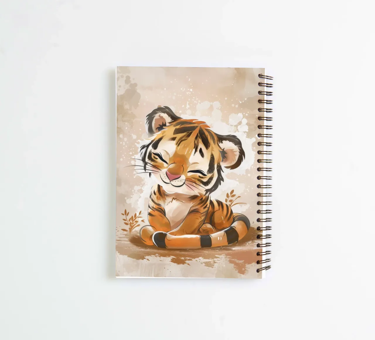 Charming cute tiger cub smiling with playful acts spiral notebook by DesignDoodle