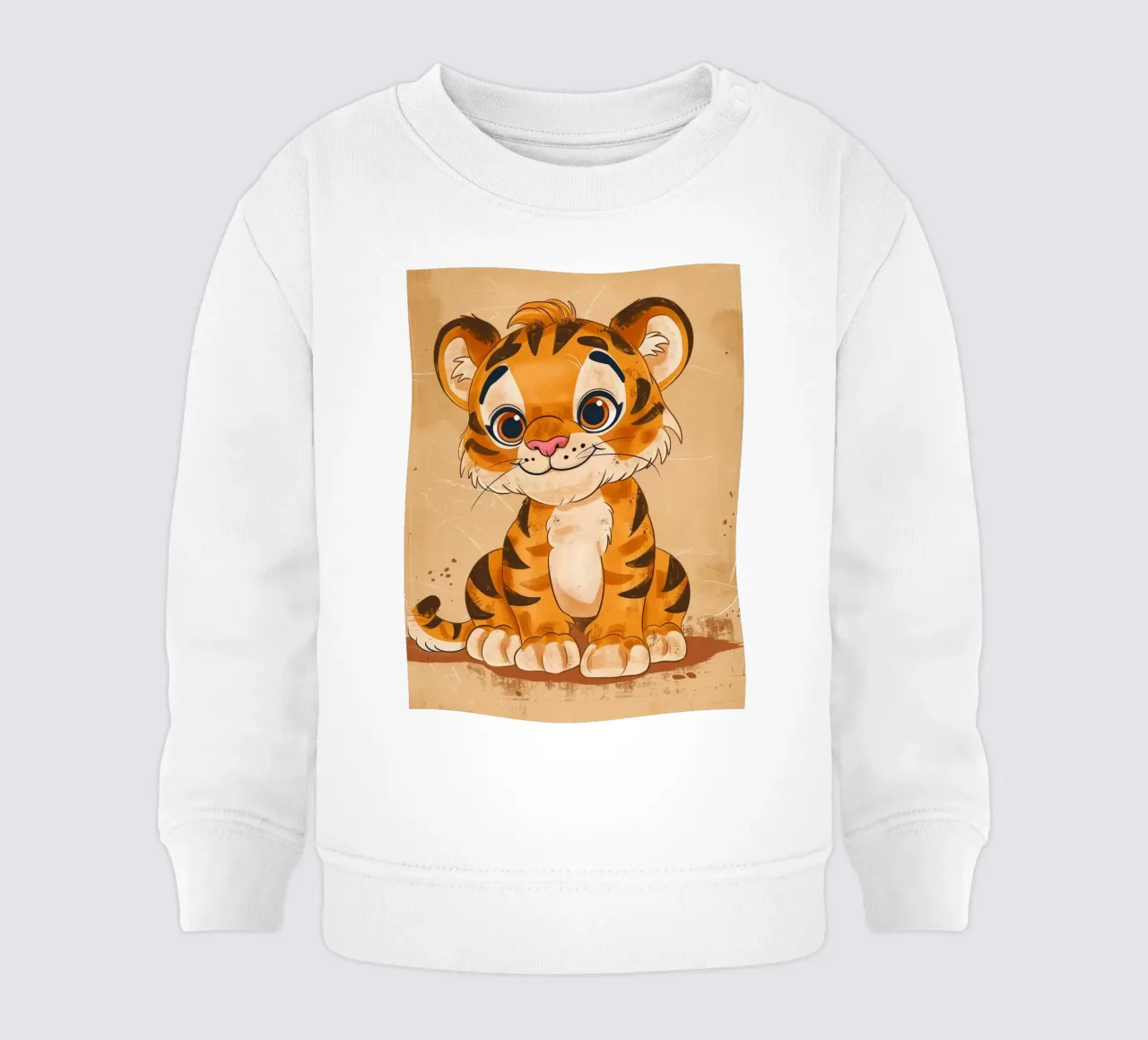Simpatica tigre dei cartoni animati con occhi grandi e sguardo giocoso felpa neonato da DesignDoodle