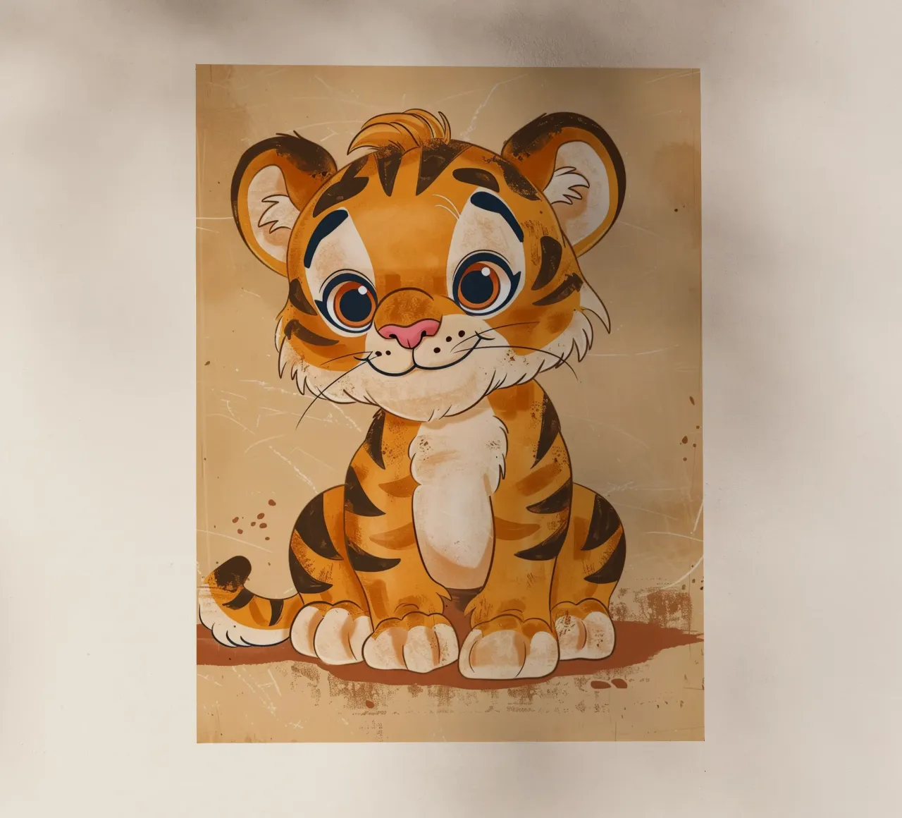 Simpatica tigre dei cartoni animati con occhi grandi e sguardo giocoso pellicola backlit da DesignDoodle
