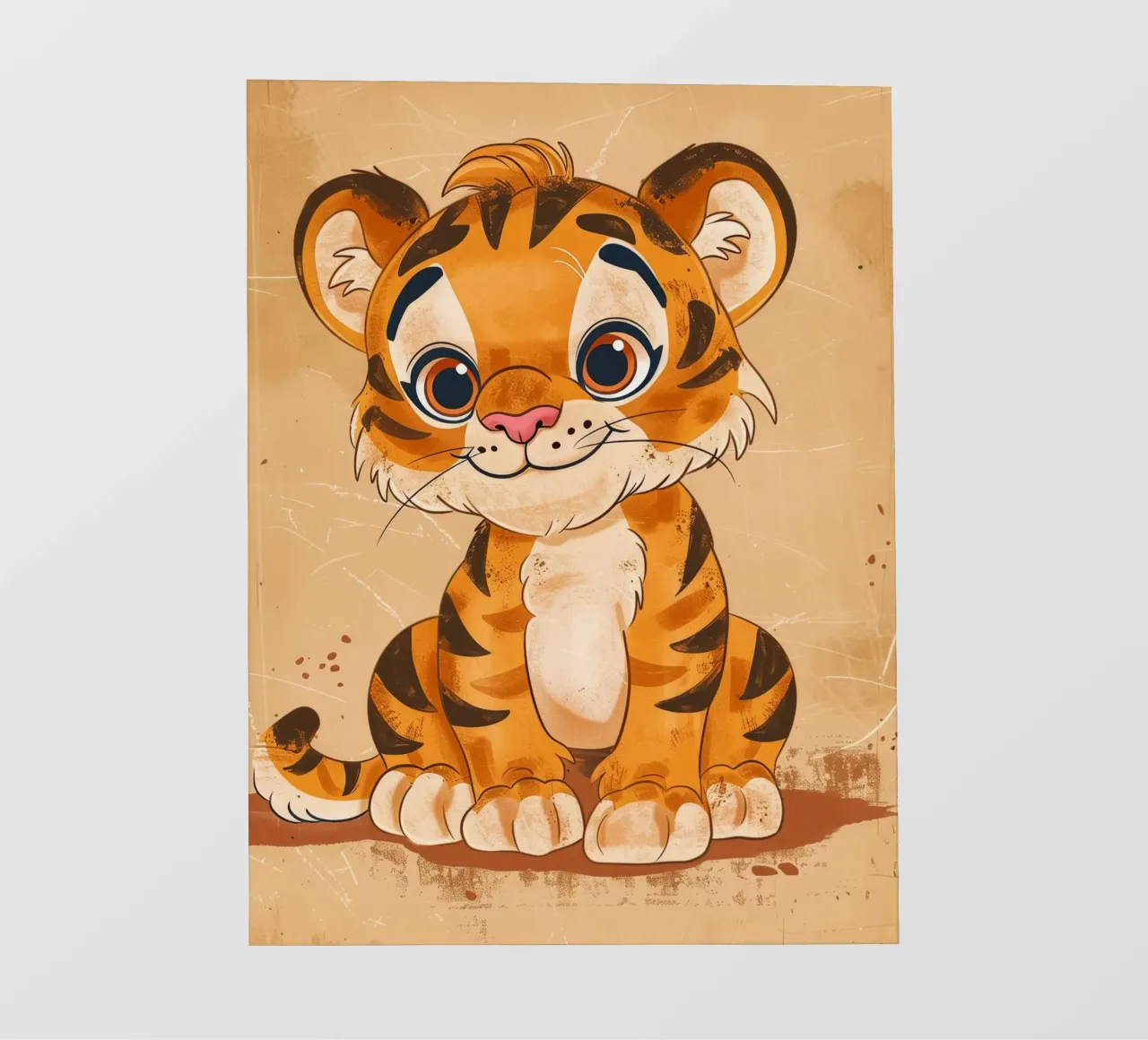 Simpatica tigre dei cartoni animati con occhi grandi e sguardo giocoso telo in pvc da DesignDoodle