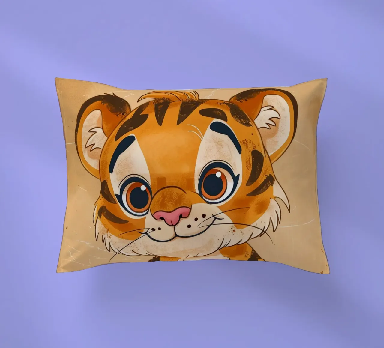 Simpatica tigre dei cartoni animati con occhi grandi e sguardo giocoso cuscino da DesignDoodle