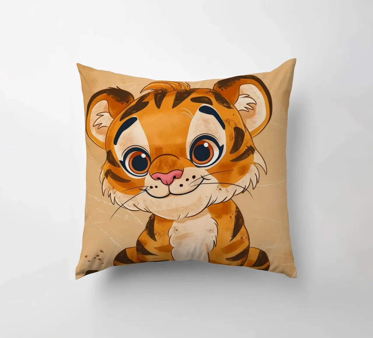 Simpatica tigre dei cartoni animati con occhi grandi e sguardo giocoso cuscino da DesignDoodle