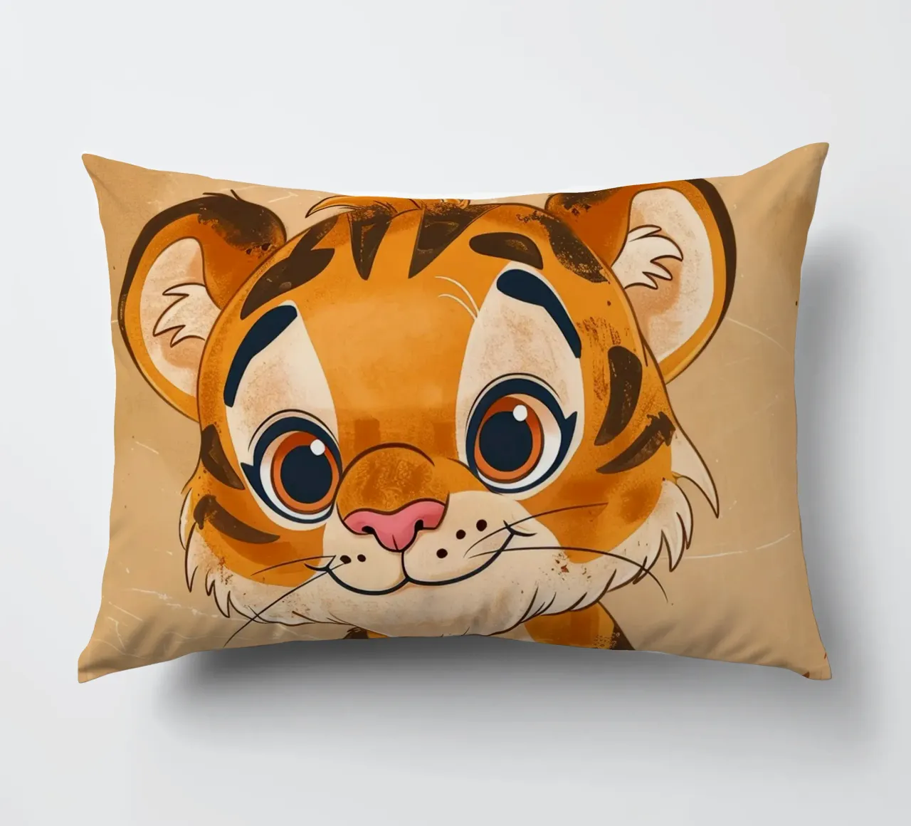 Simpatica tigre dei cartoni animati con occhi grandi e sguardo giocoso cuscino da DesignDoodle