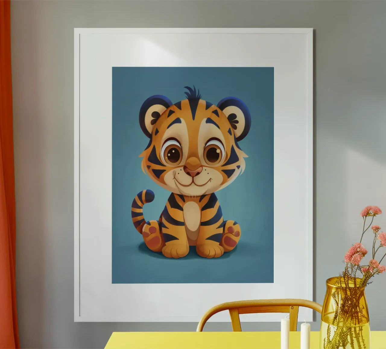 Niedlicher Cartoon-Tiger lächelt fröhlich Hahnemühle von DesignDoodle