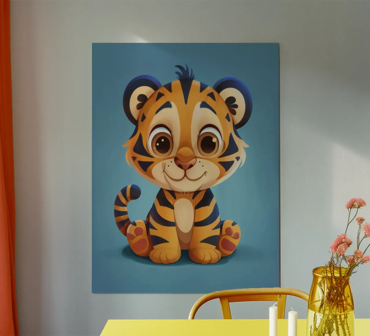 Niedlicher Cartoon-Tiger lächelt fröhlich Hahnemühle von DesignDoodle