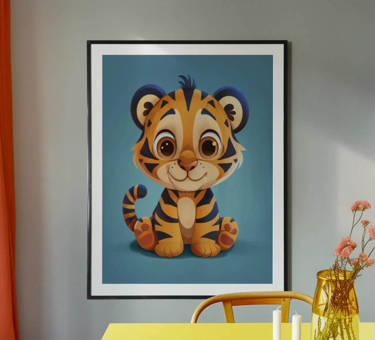 Niedlicher Cartoon-Tiger lächelt fröhlich Hahnemühle von DesignDoodle