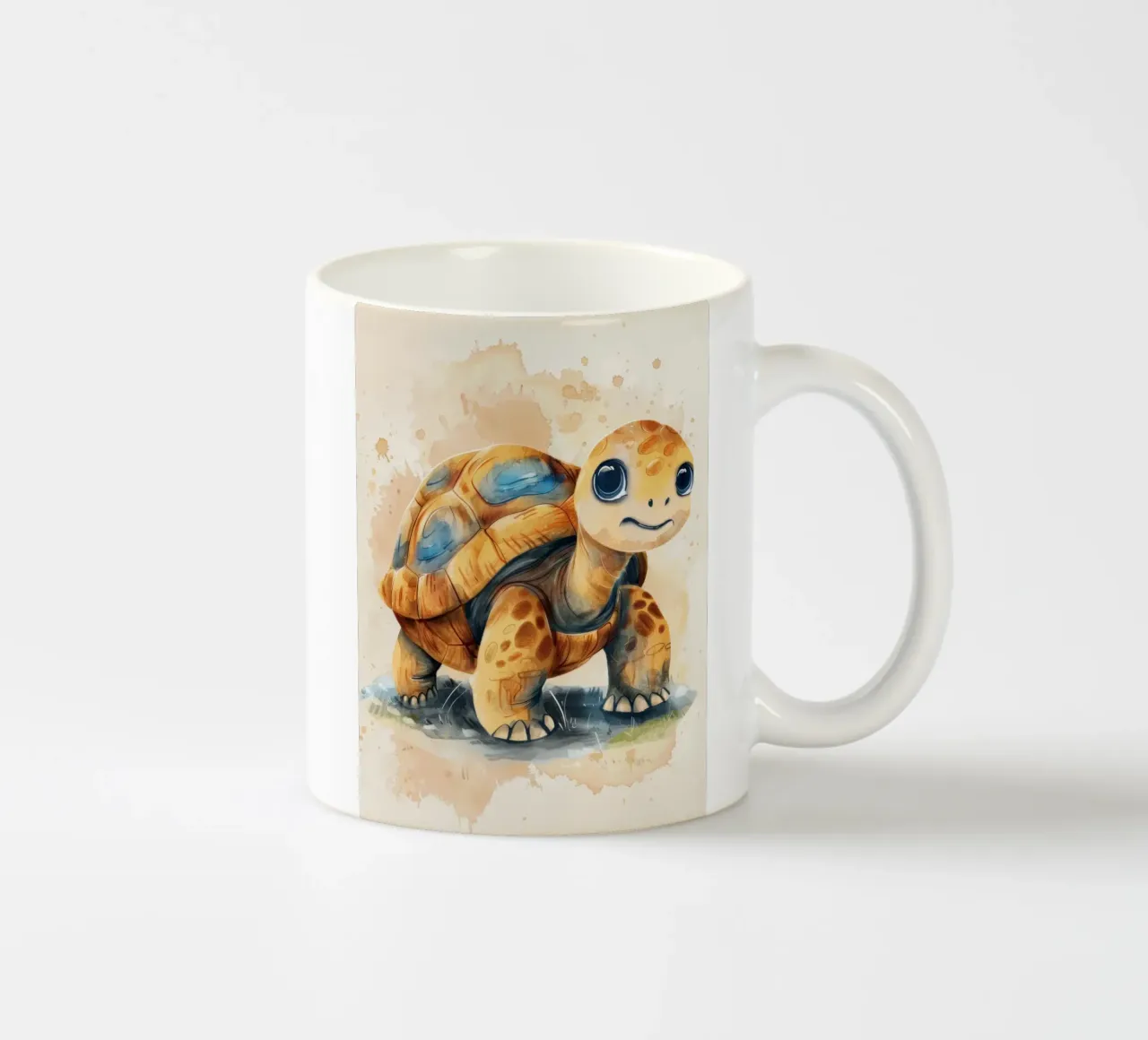 Simpatica tartaruga che esplora un'area erbosa con uno stile dolce e caldo tazza in ceramica da DesignDoodle