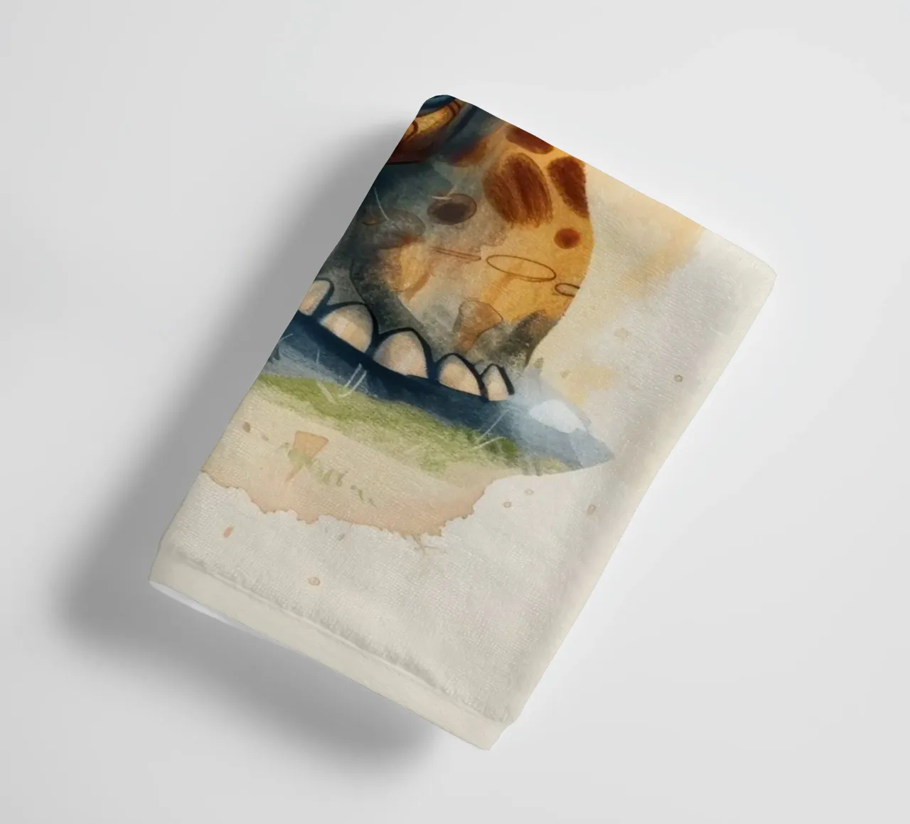 Cute turtle exploring a grassy area with gentle warm style towel by DesignDoodle