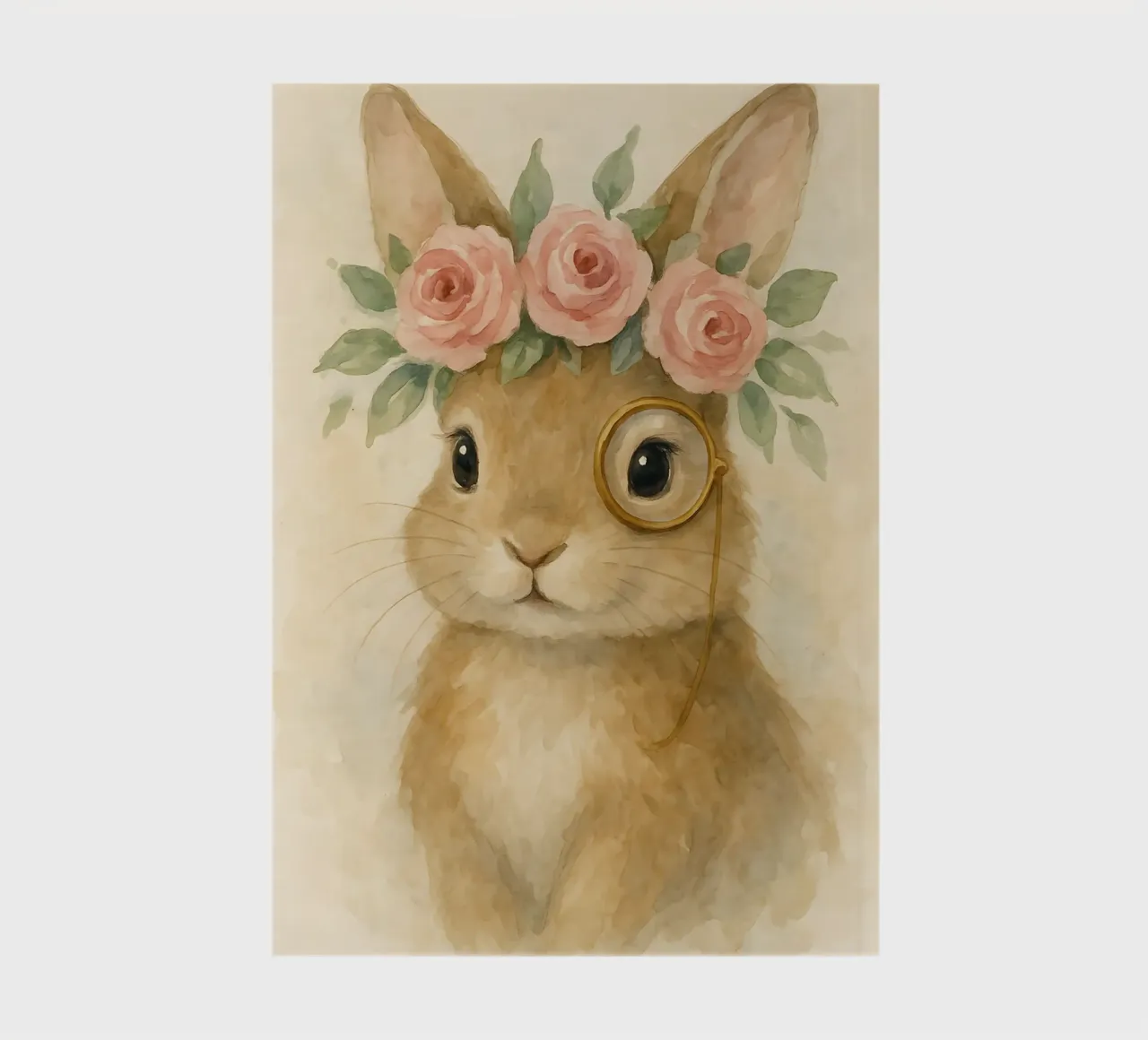 Gentle Bunny with Roses & Monocle notebook by Graceful Desine
