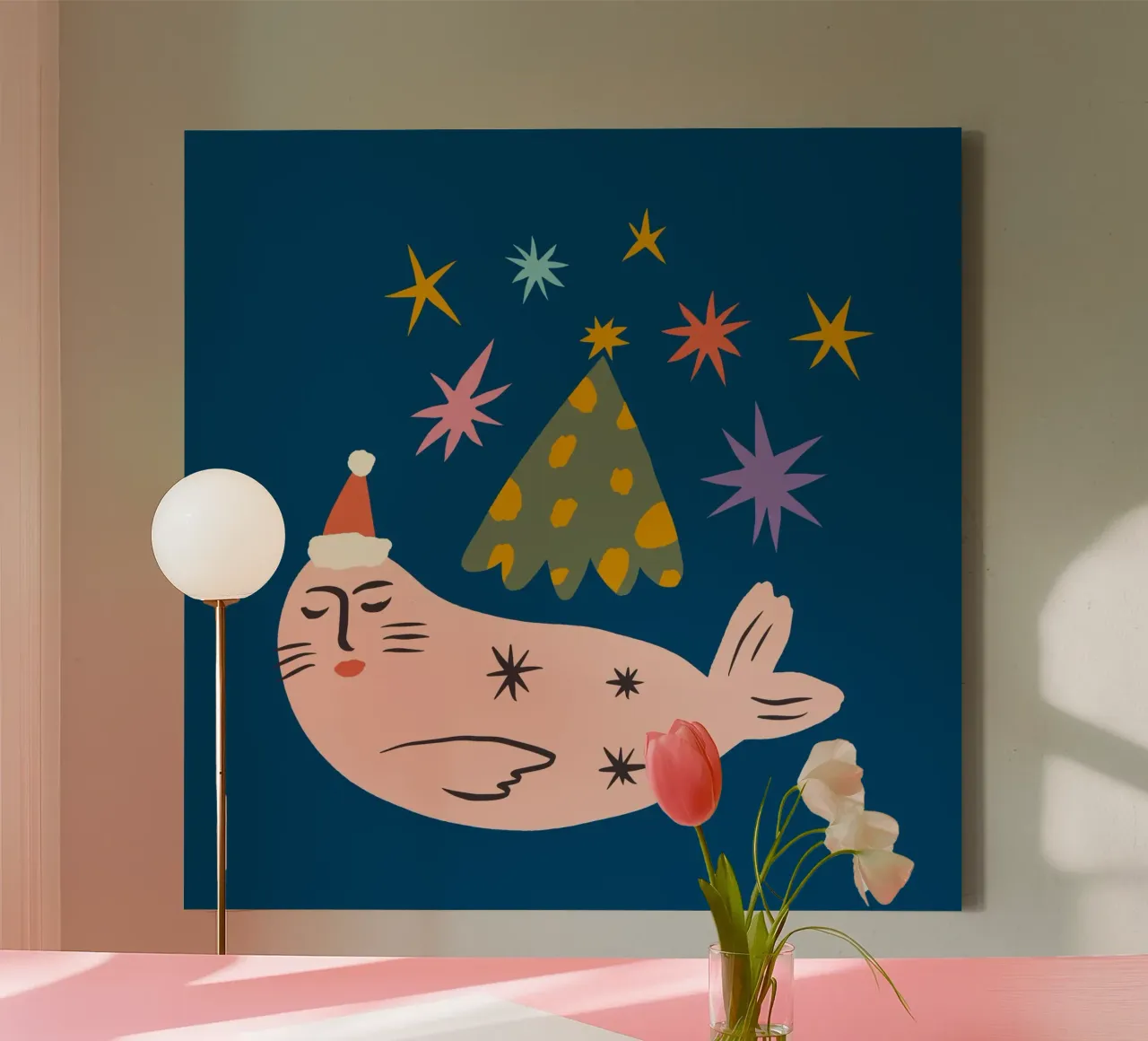 Happy Christmas No 21 tela con Cornice a cassetta da treechild