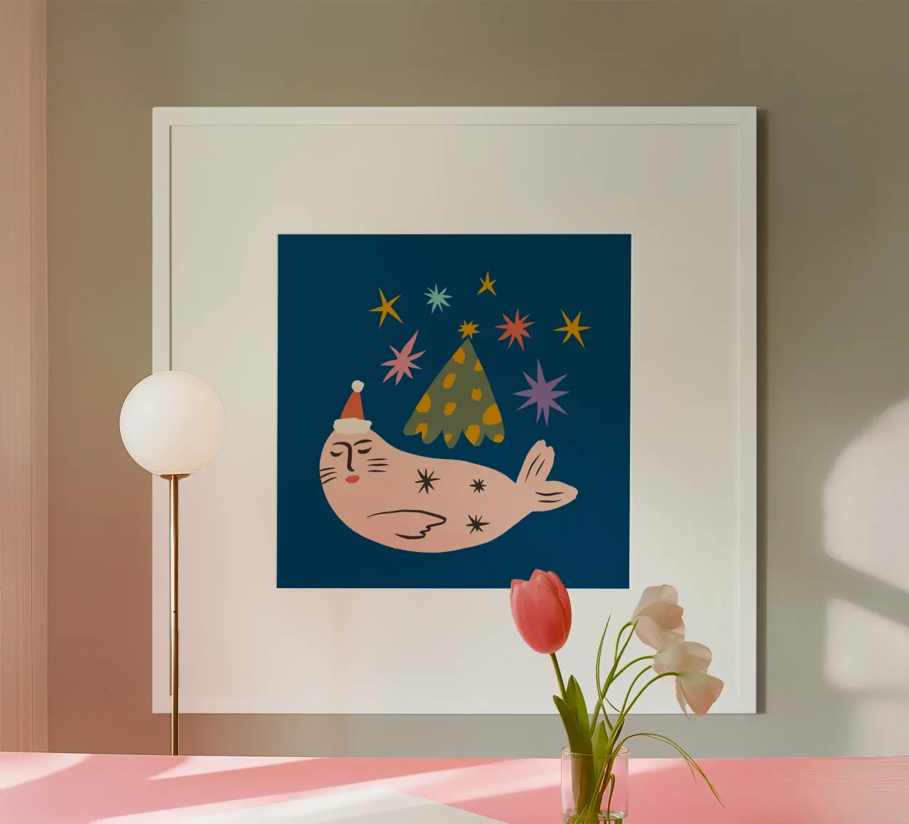 Happy Christmas No 21 poster con telaio in plastica da treechild