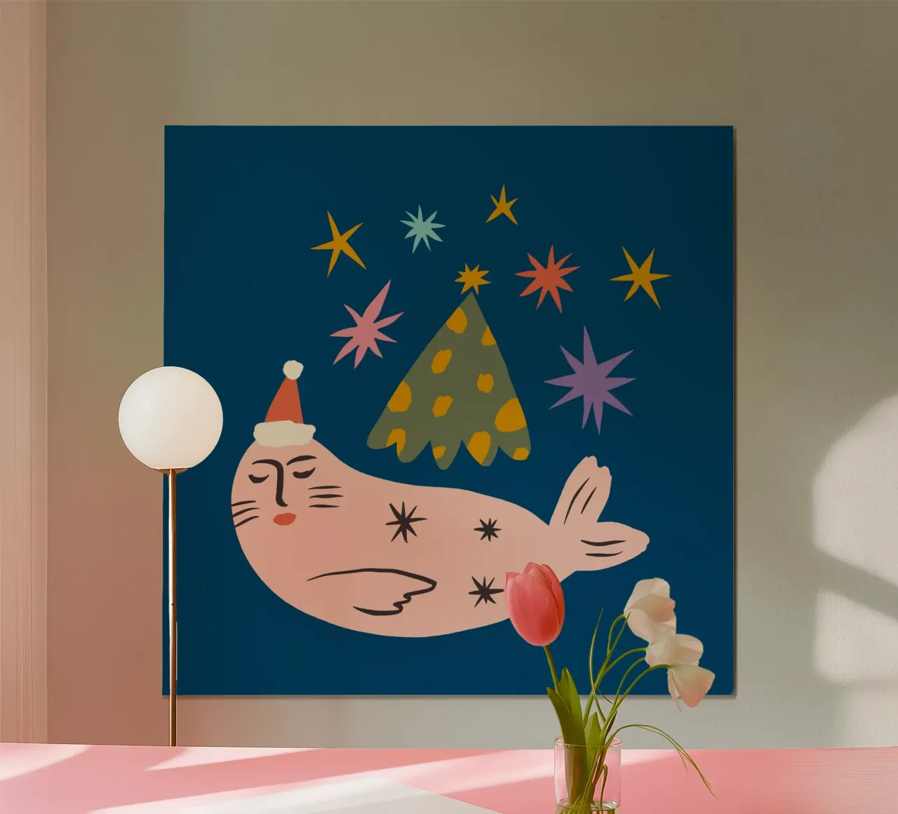 Happy Christmas No 21 poster con telaio in plastica da treechild