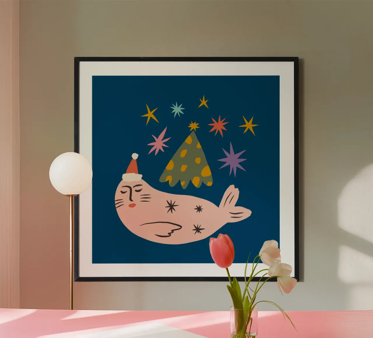 Happy Christmas No 21 poster con telaio in plastica da treechild