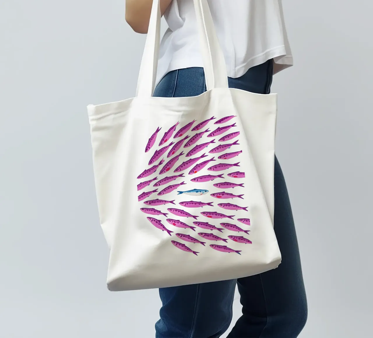 Nicht wie die anderen - Pop-Art Fischbild Jutebeutel von KUNSTstück