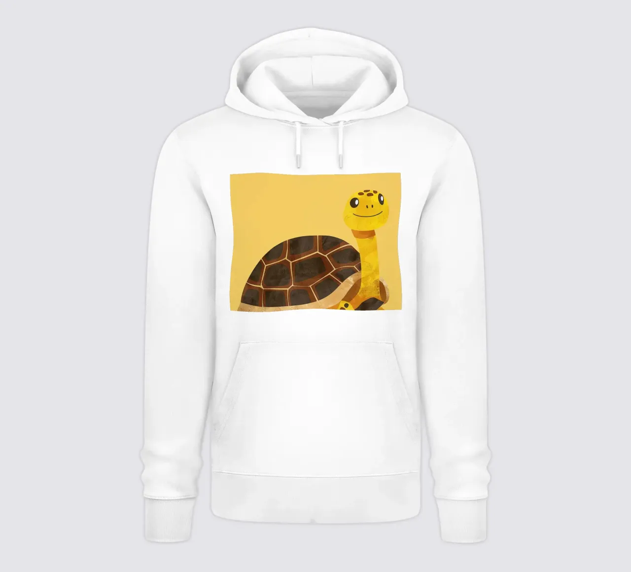 Tortue à l'expression joyeuse sur un tableau jaune vif sweat à capuche de DesignDoodle