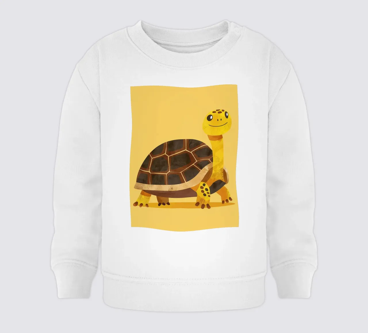 Tortue à l'expression joyeuse sur un tableau jaune vif sweat pour bébé de DesignDoodle