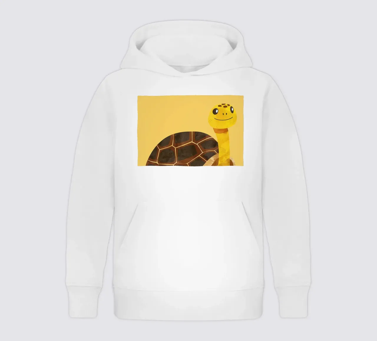 Tortue à l'expression joyeuse sur un tableau jaune vif sweat à capuche enfant de DesignDoodle