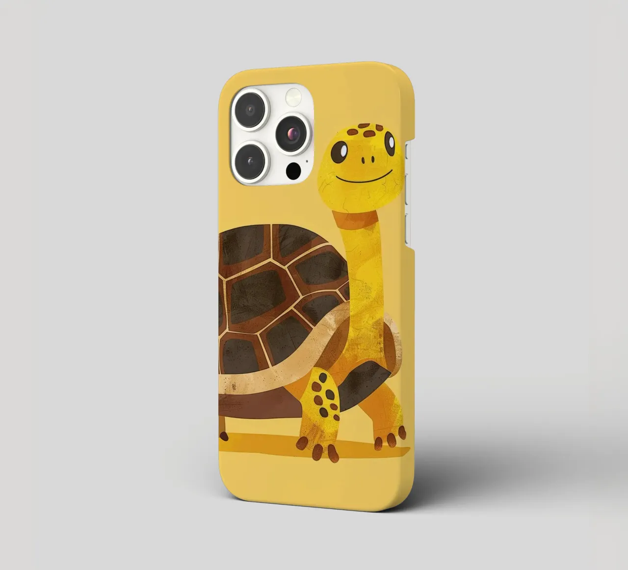 Tortue à l'expression joyeuse sur un tableau jaune vif coque iphone de DesignDoodle