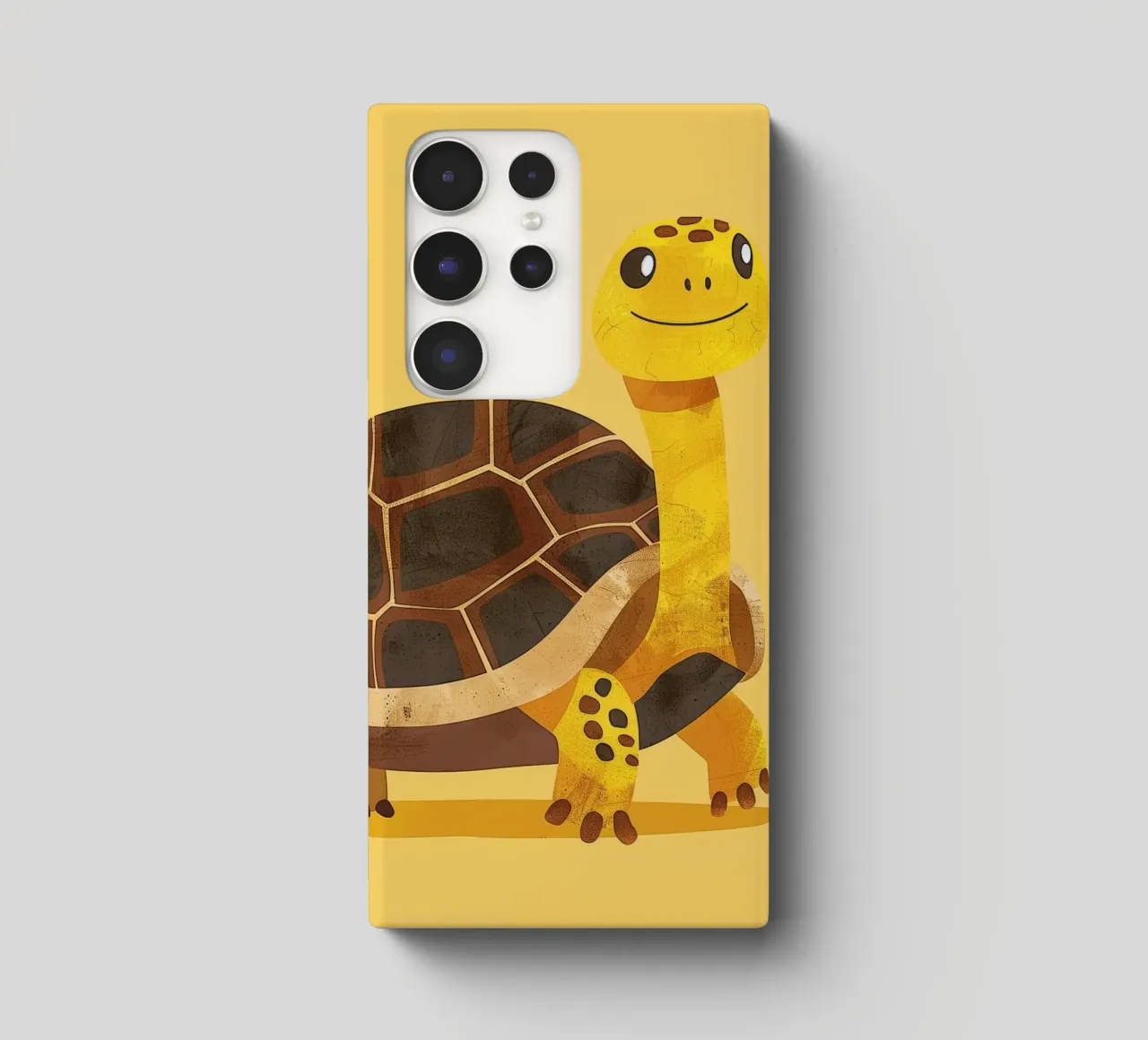 Tortue à l'expression joyeuse sur un tableau jaune vif coque samsung de DesignDoodle