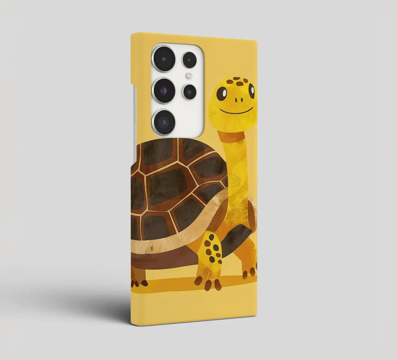 Tortue à l'expression joyeuse sur un tableau jaune vif coque samsung de DesignDoodle