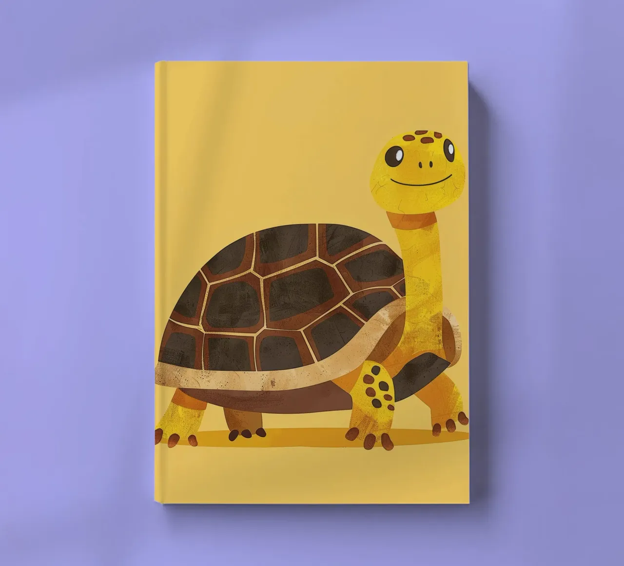 Tortue à l'expression joyeuse sur un tableau jaune vif carnet de notes de DesignDoodle