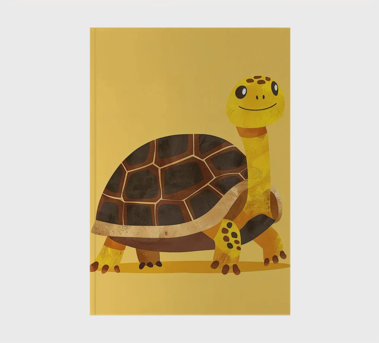 Tortue à l'expression joyeuse sur un tableau jaune vif carnet de notes de DesignDoodle
