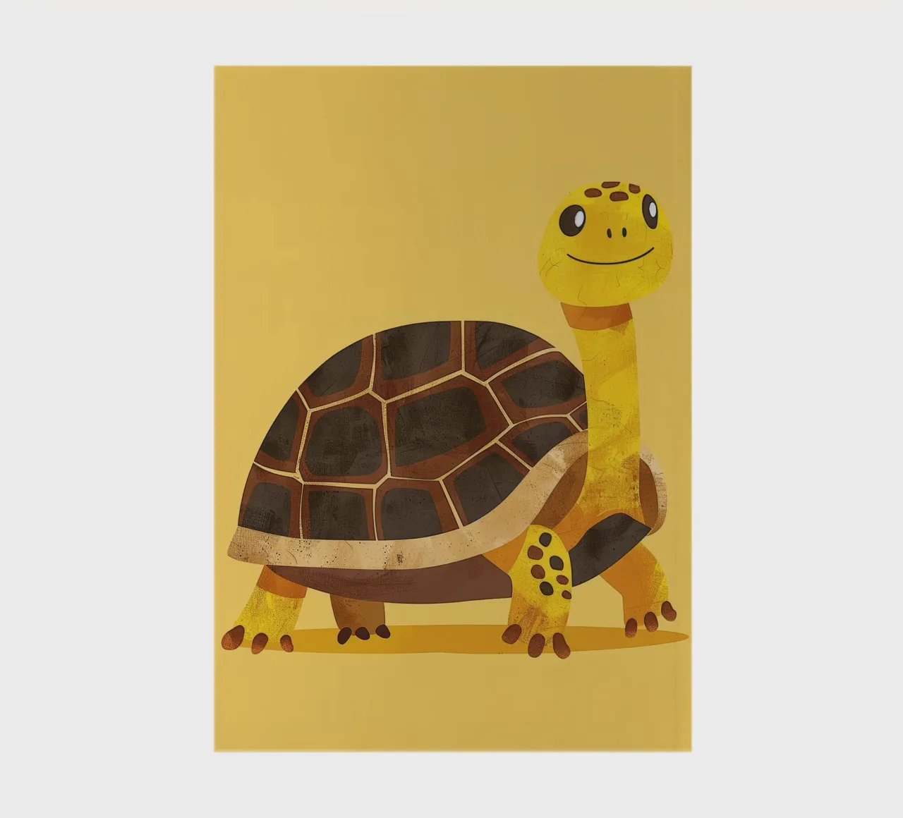 Tortue à l'expression joyeuse sur un tableau jaune vif carnet de notes de DesignDoodle