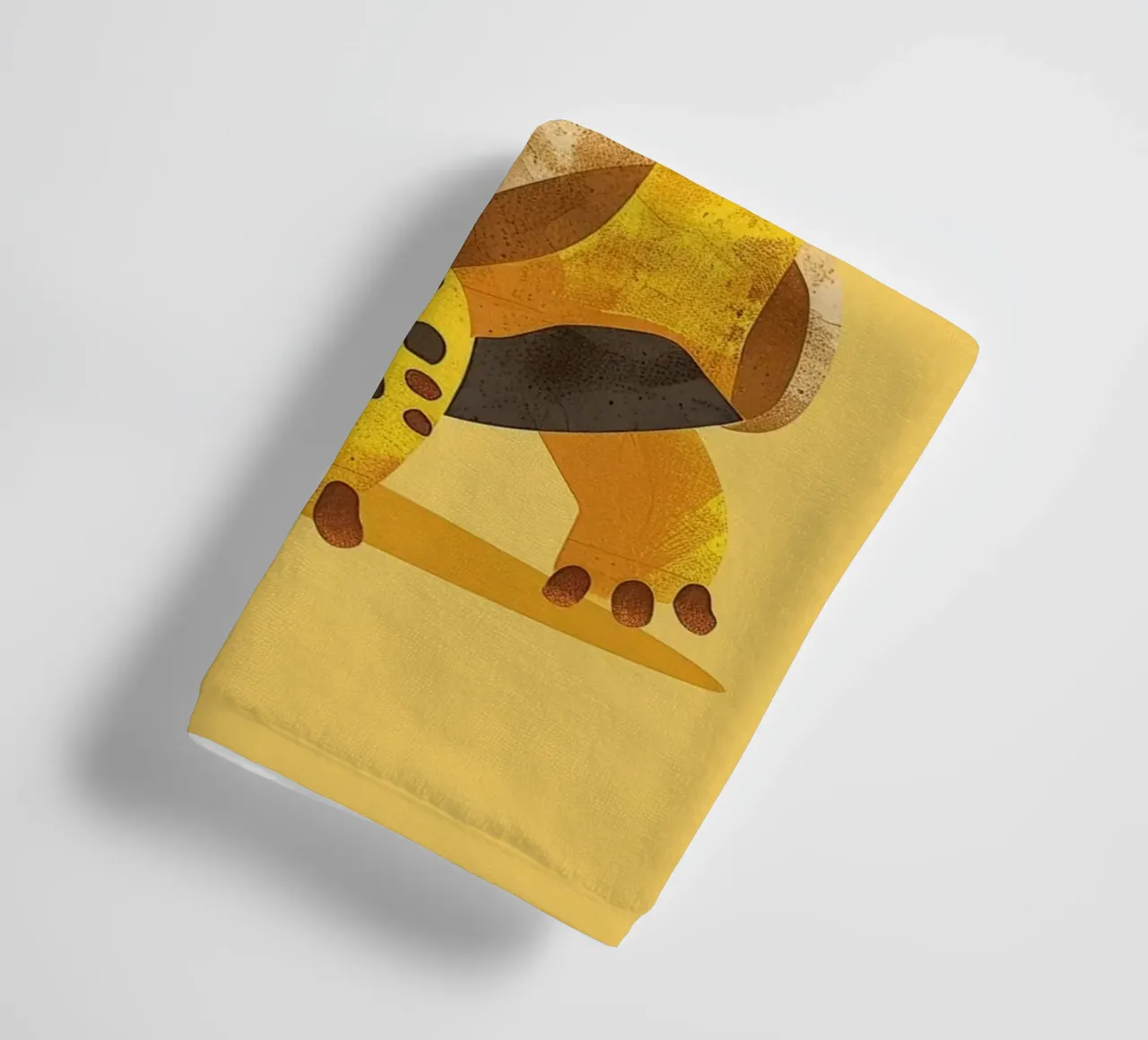 Turtle with a cheerful expression on a bright yellow art towel by DesignDoodle