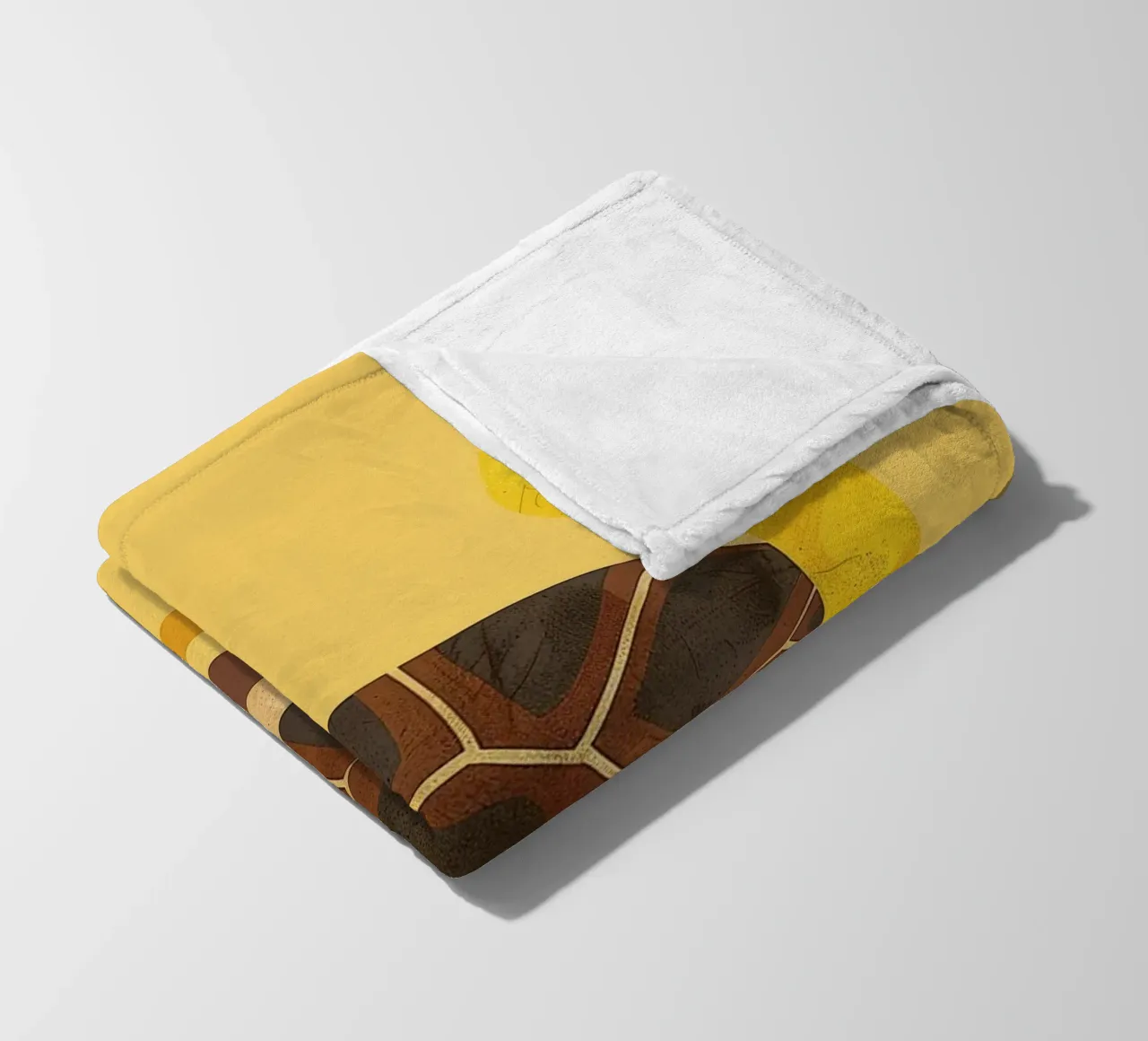 Tortue à l'expression joyeuse sur un tableau jaune vif plaid polaire de DesignDoodle