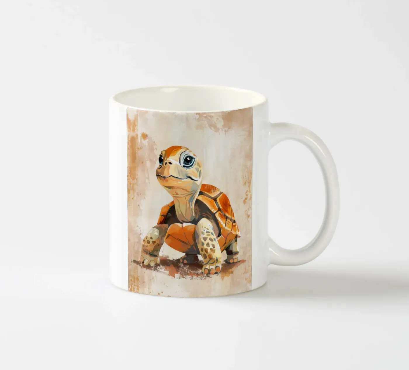 Turtle exploring a sandy landscape ceramic mug by DesignDoodle