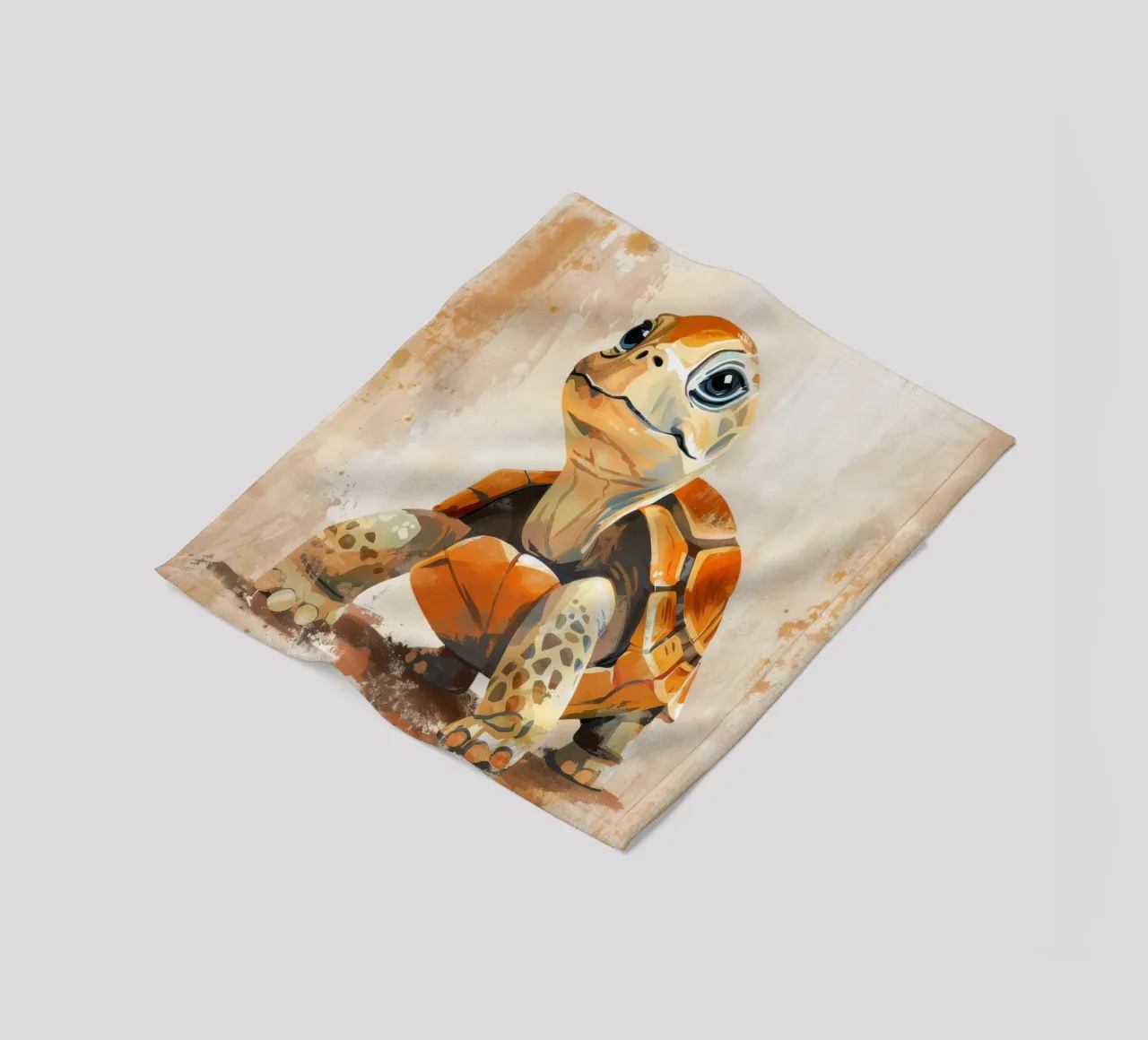 Tartaruga che esplora un paesaggio sabbioso coperta in pile da DesignDoodle