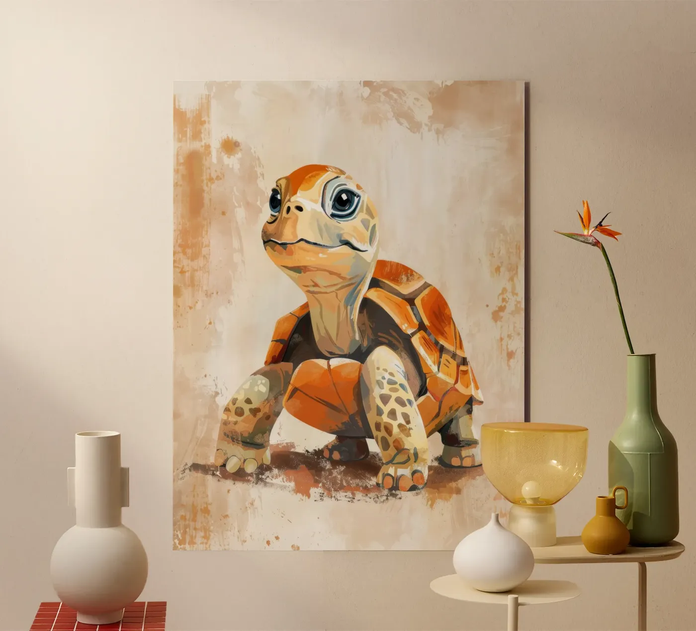 Turtle exploring a sandy landscape forex plate by DesignDoodle