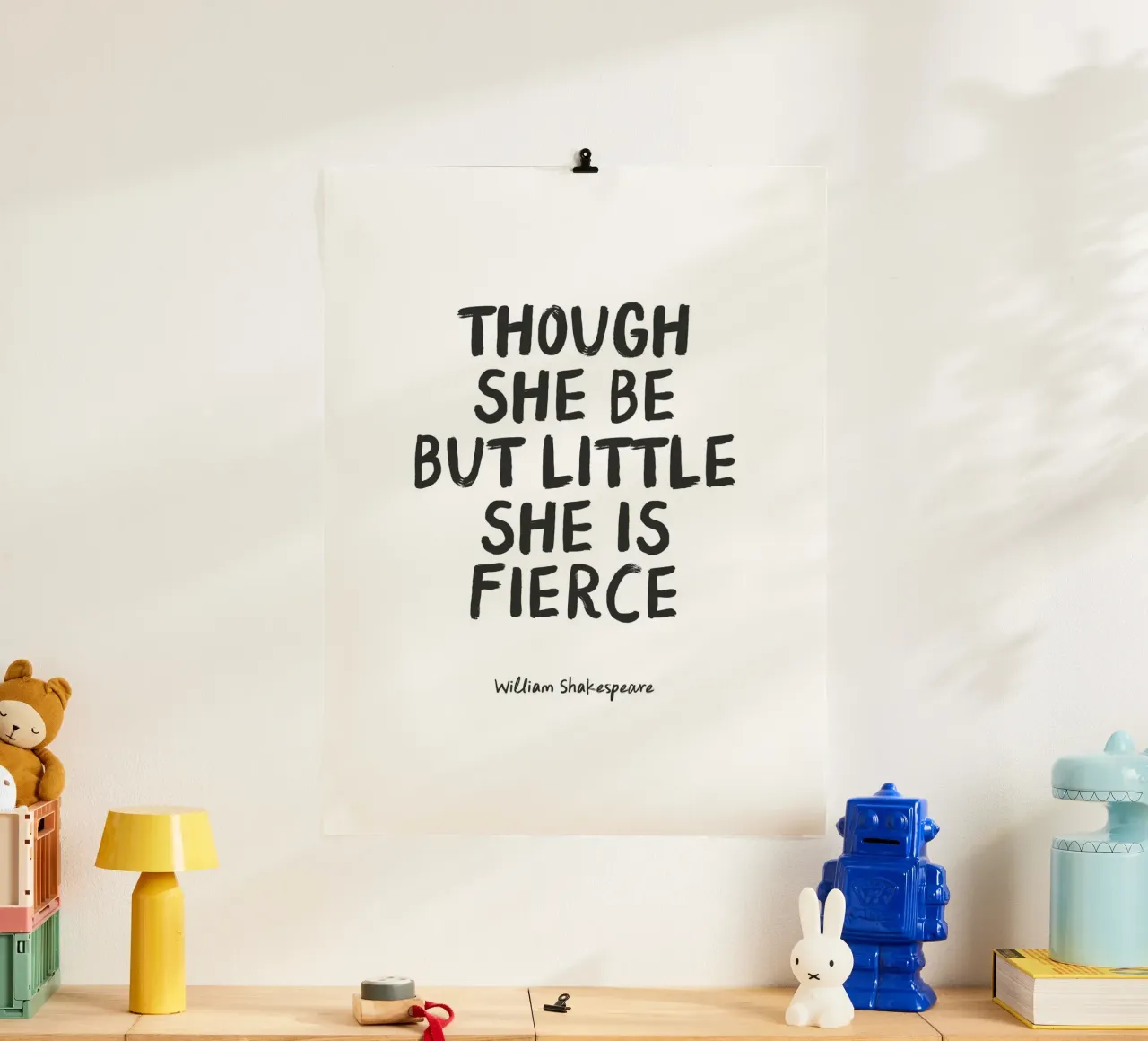 She Is Fierce Quote - Black & White - Nursery & Kids carta hahnemühle da Print52