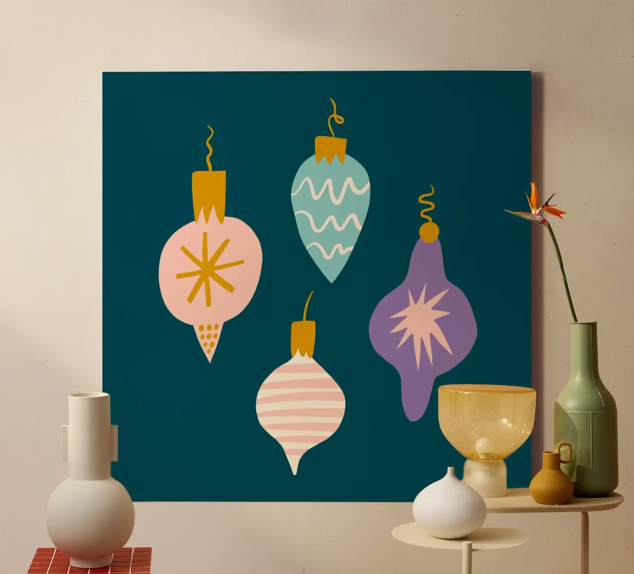 Happy Christmas No 26 tela con Cornice a cassetta da treechild
