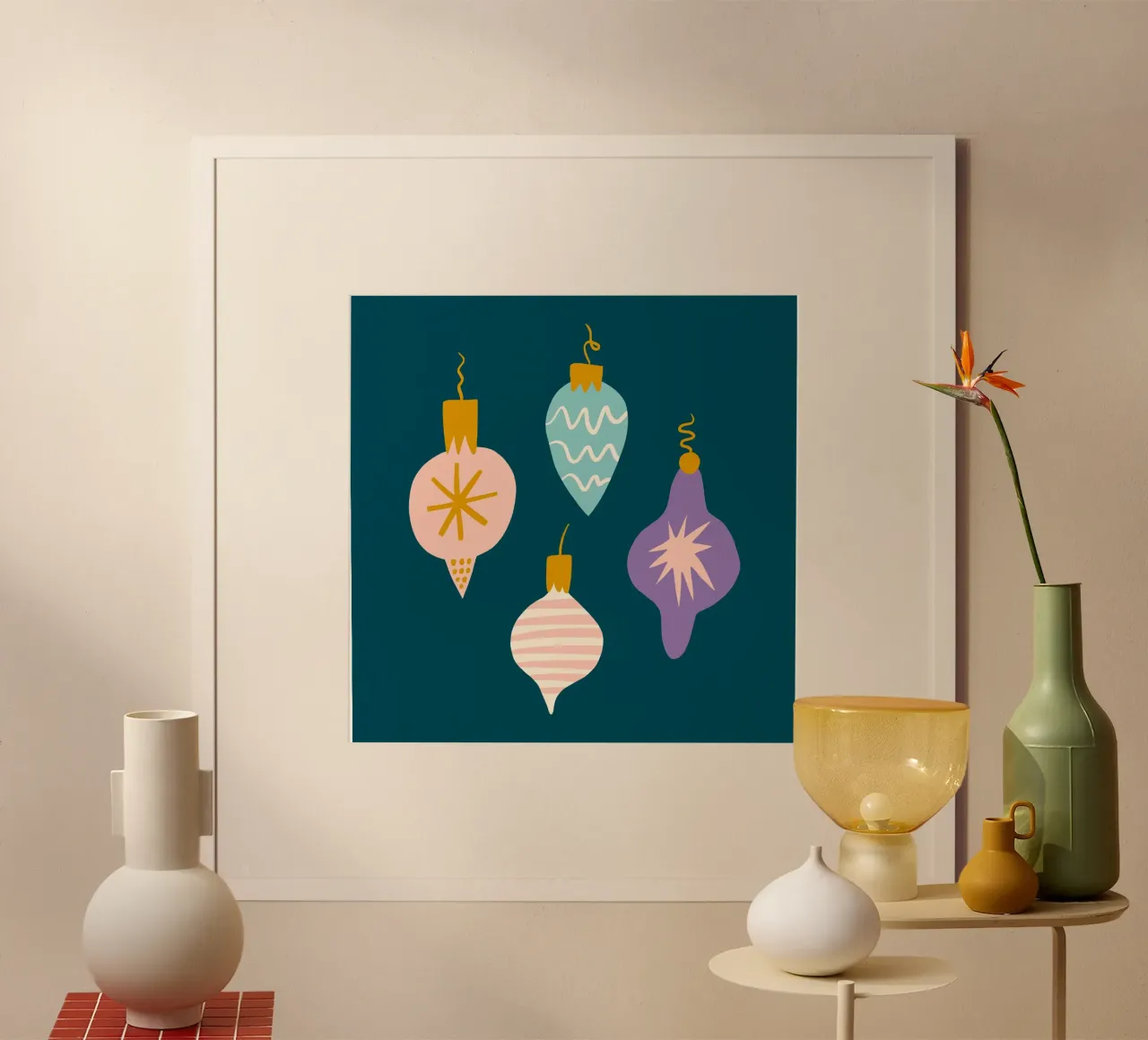 Happy Christmas No 26 poster con telaio in legno da treechild
