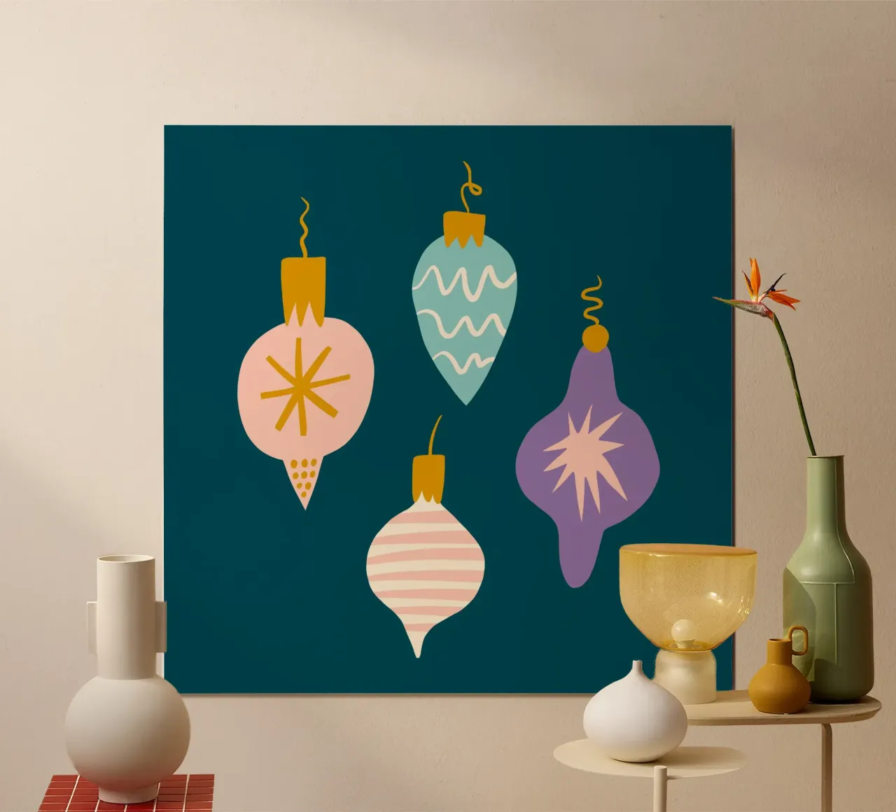 Happy Christmas No 26 poster con telaio in legno da treechild