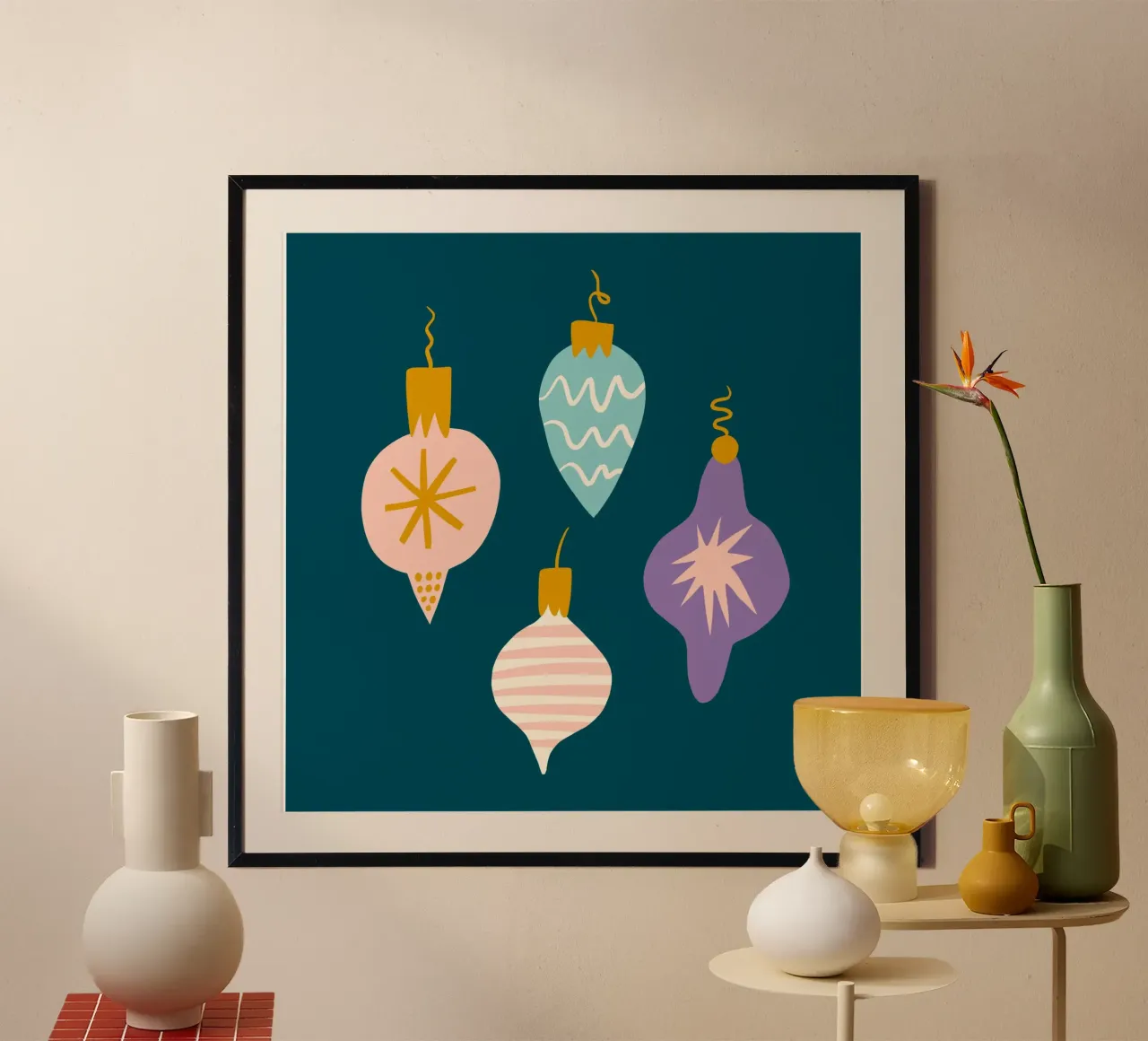 Happy Christmas No 26 poster con telaio in legno da treechild