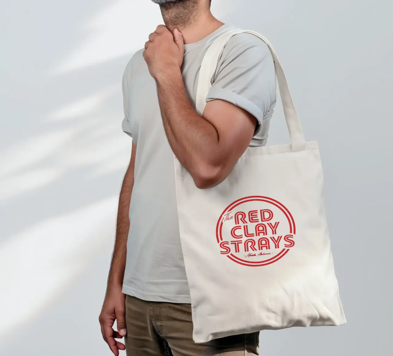 De rode klei jute draagtas van Music Fest