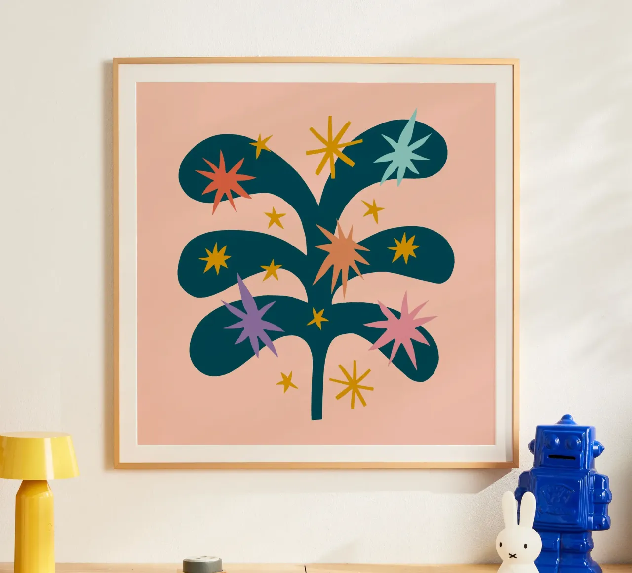 Happy Christmas No 27 poster con telaio in legno da treechild