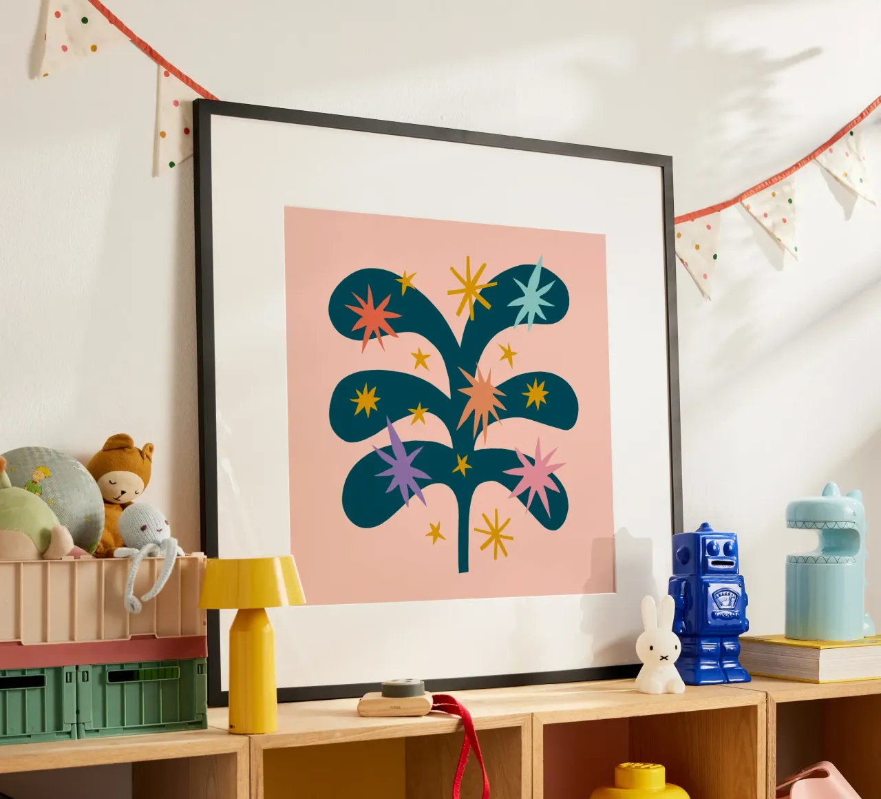 Happy Christmas No 27 poster con telaio in legno da treechild