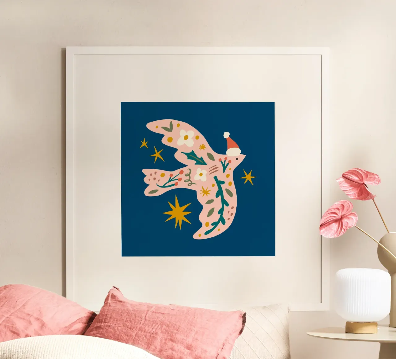 Happy Christmas No 28 poster con telaio in legno da treechild