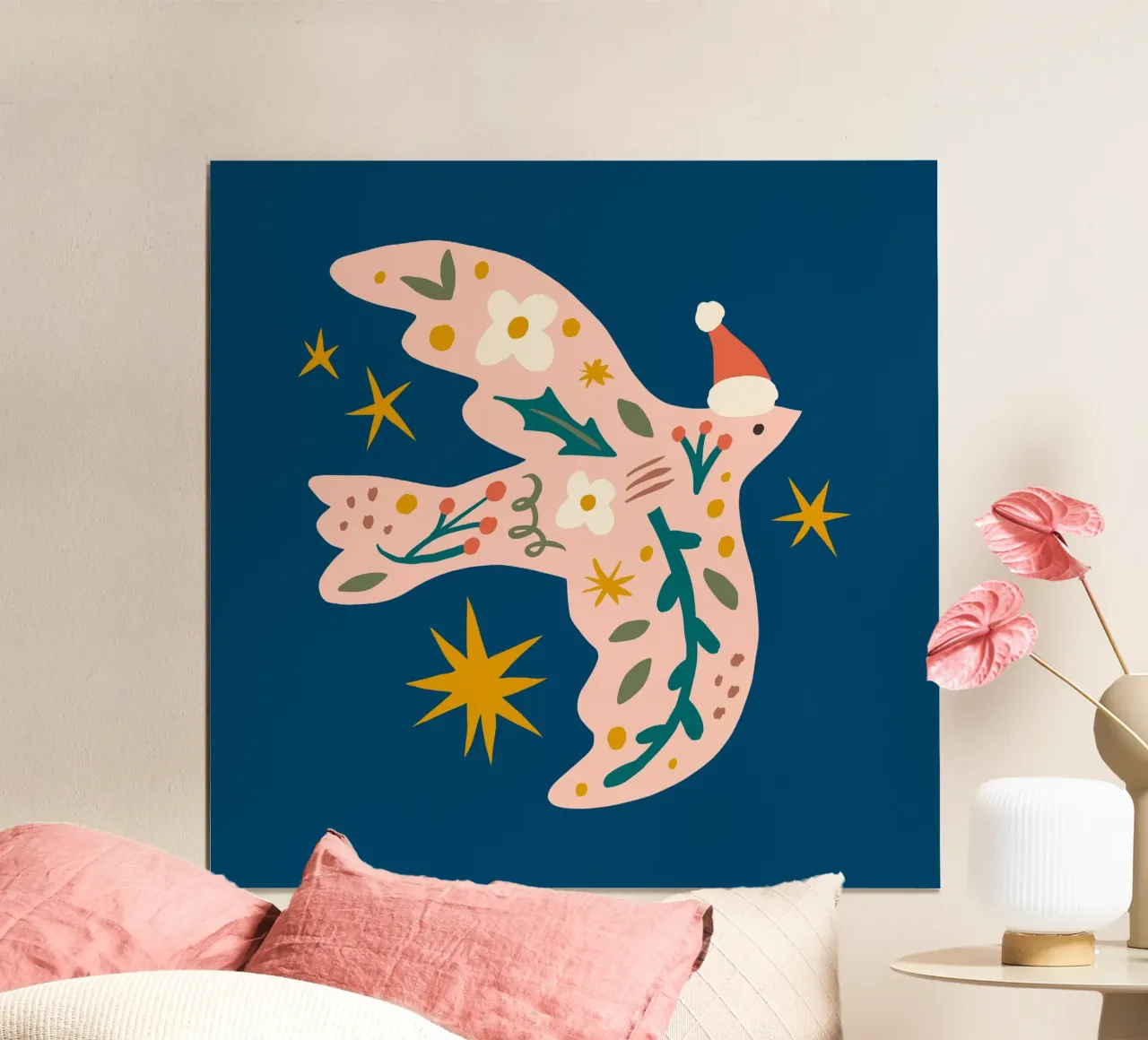 Happy Christmas No 28 poster con telaio in legno da treechild