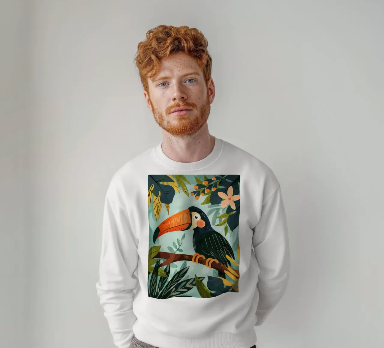Bunter Tukan inmitten von tropischem Laub in üppigen Wäldern Sweatshirt von DesignDoodle