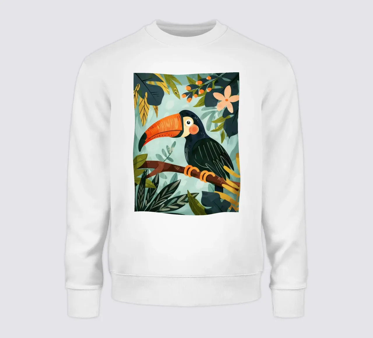 Bunter Tukan inmitten von tropischem Laub in üppigen Wäldern Sweatshirt von DesignDoodle