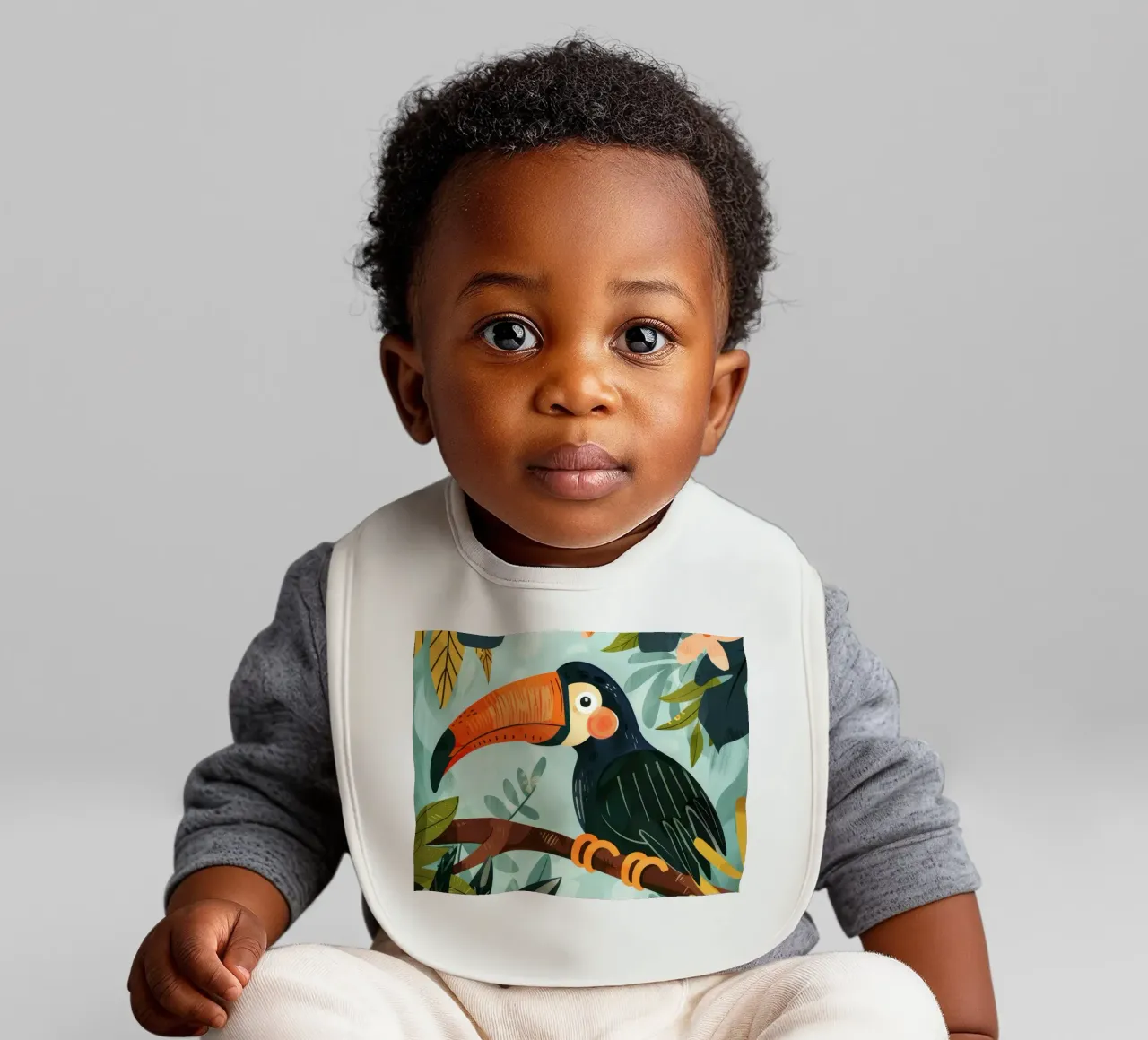 Bunter Tukan inmitten von tropischem Laub in üppigen Wäldern Babylätzchen von DesignDoodle