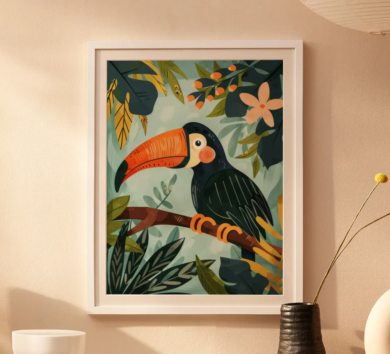 Bunter Tukan inmitten von tropischem Laub in üppigen Wäldern Hahnemühle von DesignDoodle